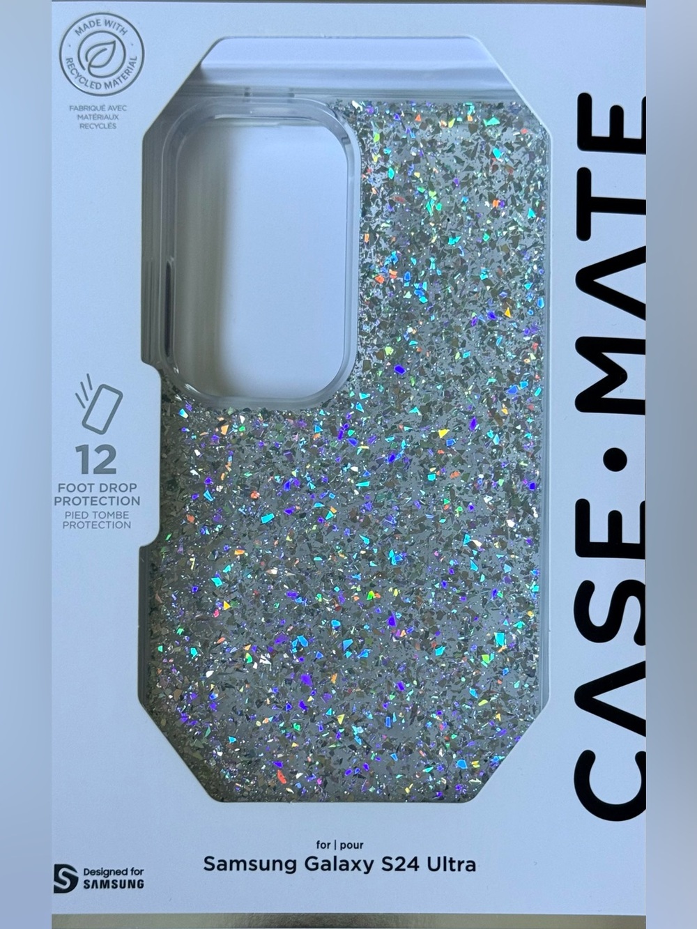 New Case-Mate Glitter Sparkle Phone Case Samsung Galaxy S24 Ultra Silver Sparkle